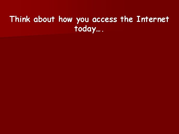 Think about how you access the Internet today…. 
