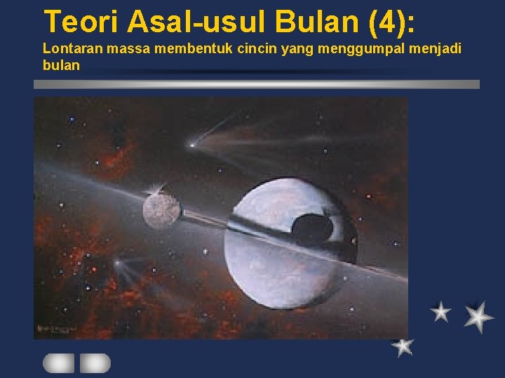 Teori Asal-usul Bulan (4): Lontaran massa membentuk cincin yang menggumpal menjadi bulan 