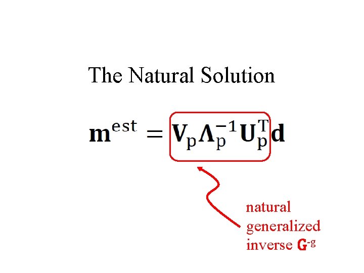 The Natural Solution natural generalized inverse G-g 