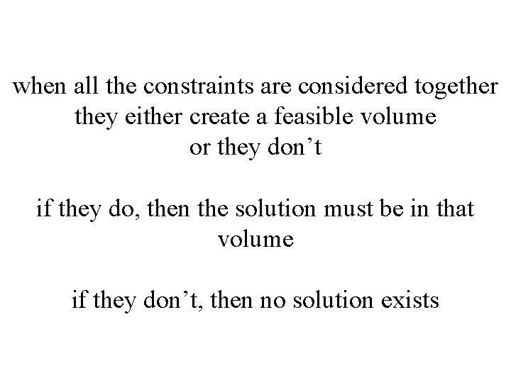 when all the constraints are considered together they either create a feasible volume or