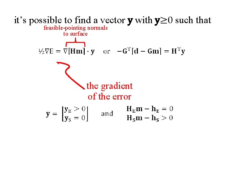 it’s possible to find a vector y with y≥ 0 such that feasible-pointing normals