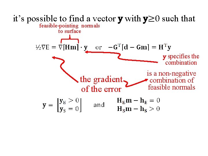 it’s possible to find a vector y with y≥ 0 such that feasible-pointing normals