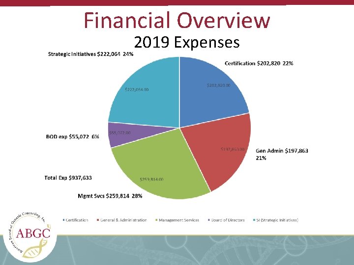 Financial Overview 2019 Expenses 