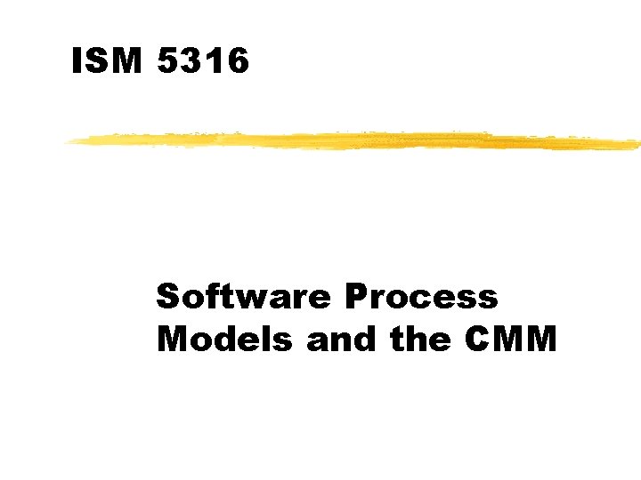 ISM 5316 Software Process Models and the CMM 