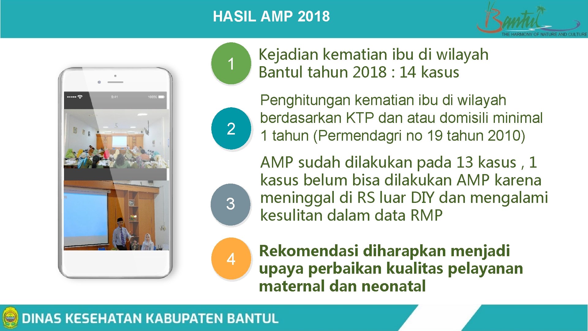 HASIL AMP 2018 1 2 3 4 Kejadian kematian ibu di wilayah Bantul tahun