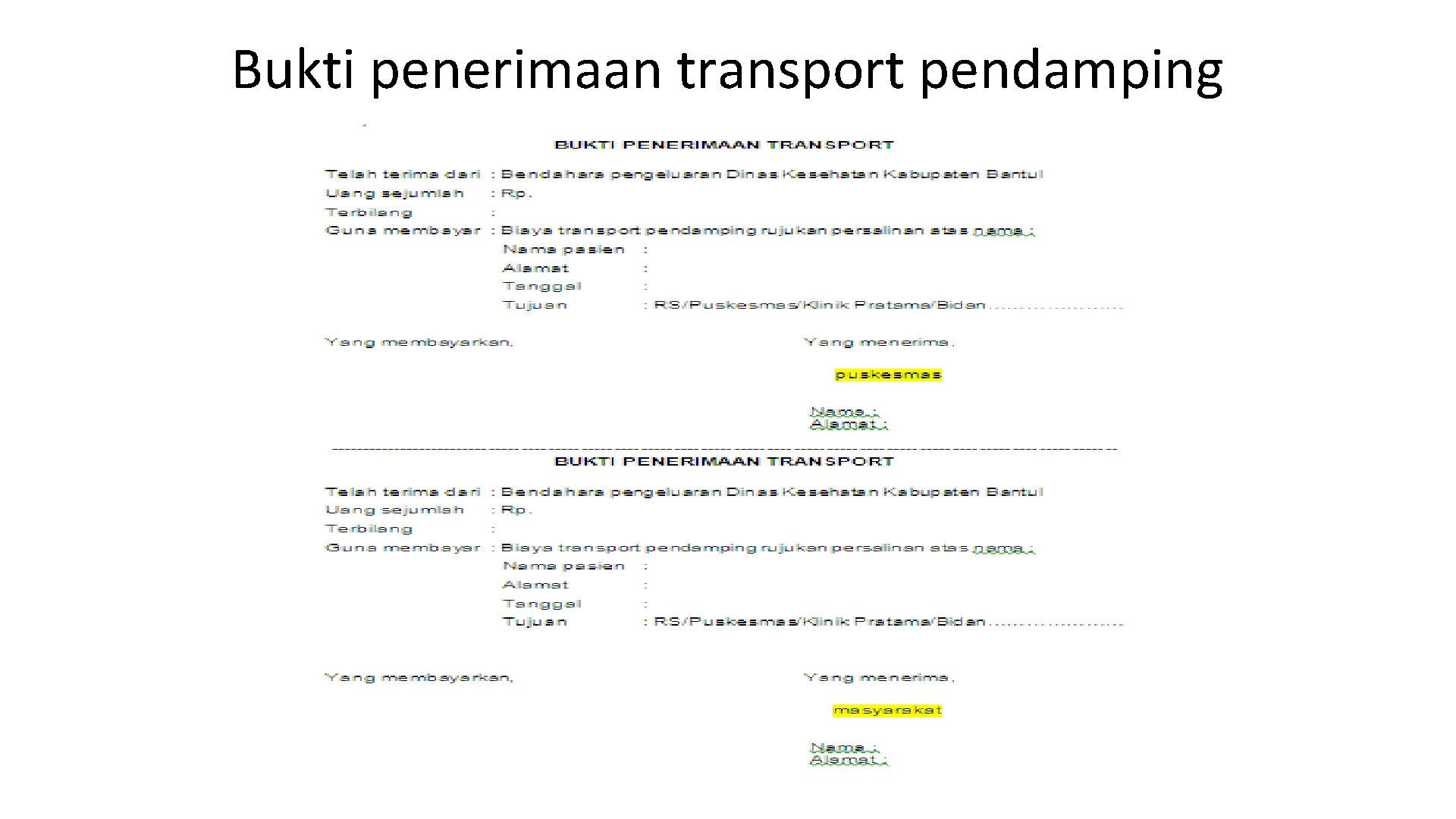 Bukti penerimaan transport pendamping 