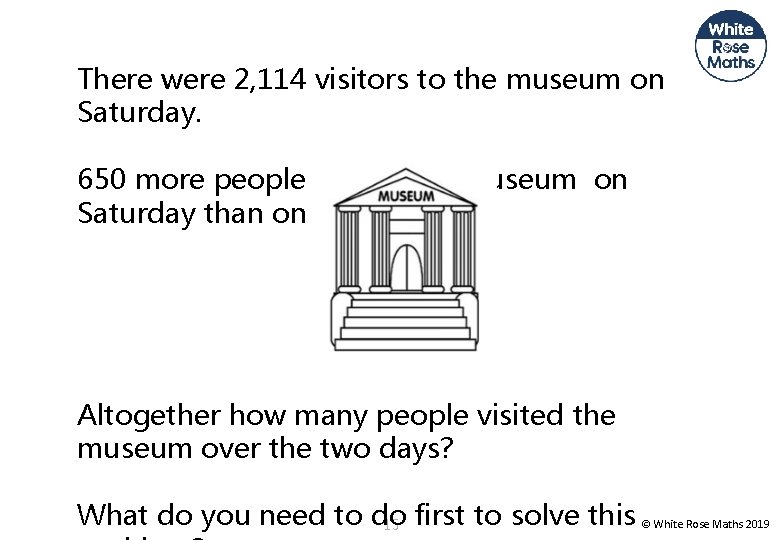 There were 2, 114 visitors to the museum on Saturday. 650 more people visited