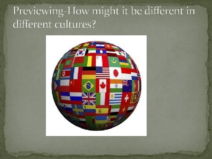 Previewing-How might it be different in different cultures? 