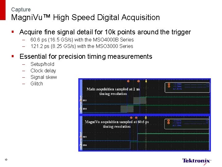 Capture Magni. Vu™ High Speed Digital Acquisition § Acquire fine signal detail for 10