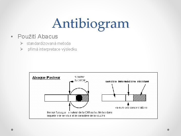 Antibiogram • Použití Abacus Ø standardizovaná metoda Ø přímá interpretace výsledku 