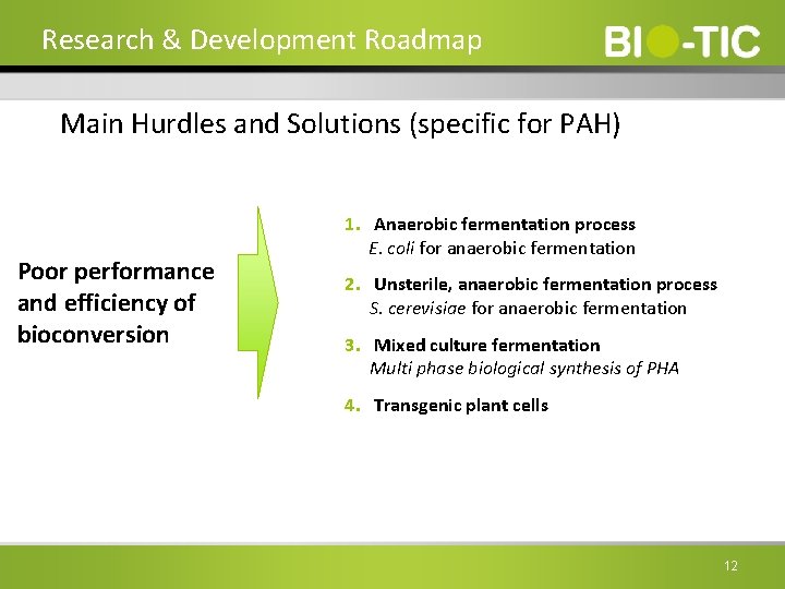 Research & Development Roadmap Main Hurdles and Solutions (specific for PAH) Poor performance and