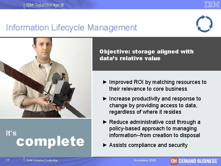 IBM Total. Storage ® Information Lifecycle Management Objective: storage aligned with data’s relative value