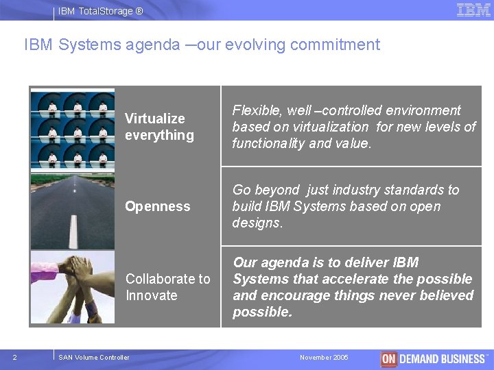 IBM Total. Storage ® IBM Systems agenda ─our evolving commitment 2 Virtualize everything Flexible,