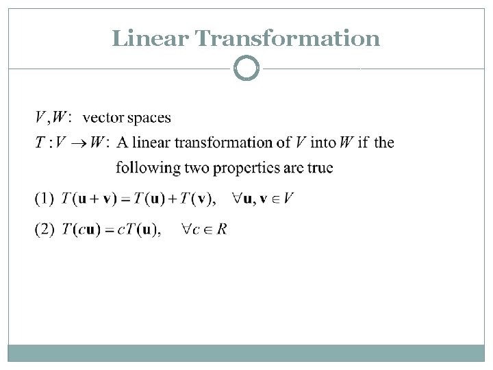 Linear Transformation 