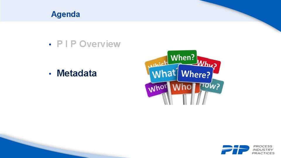 Agenda • P I P Overview • Metadata 