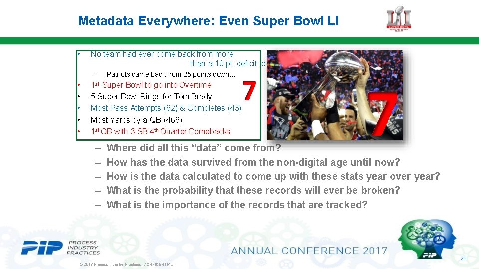 Metadata Everywhere: Even Super Bowl LI • No team had ever come back from