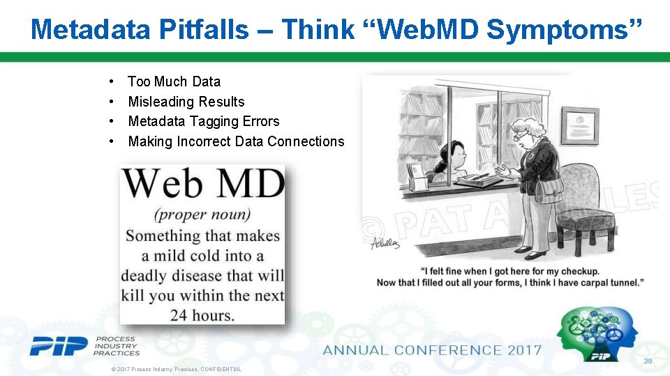 Metadata Pitfalls – Think “Web. MD Symptoms” • • Too Much Data Misleading Results