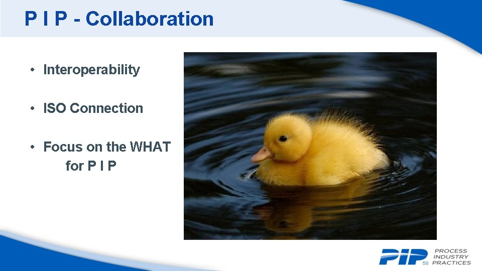 P I P - Collaboration • Interoperability • ISO Connection • Focus on the