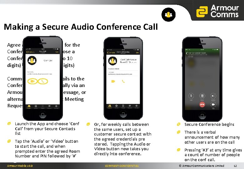 Making a Secure Audio Conference Call Agree a convenient time for the Conference Call