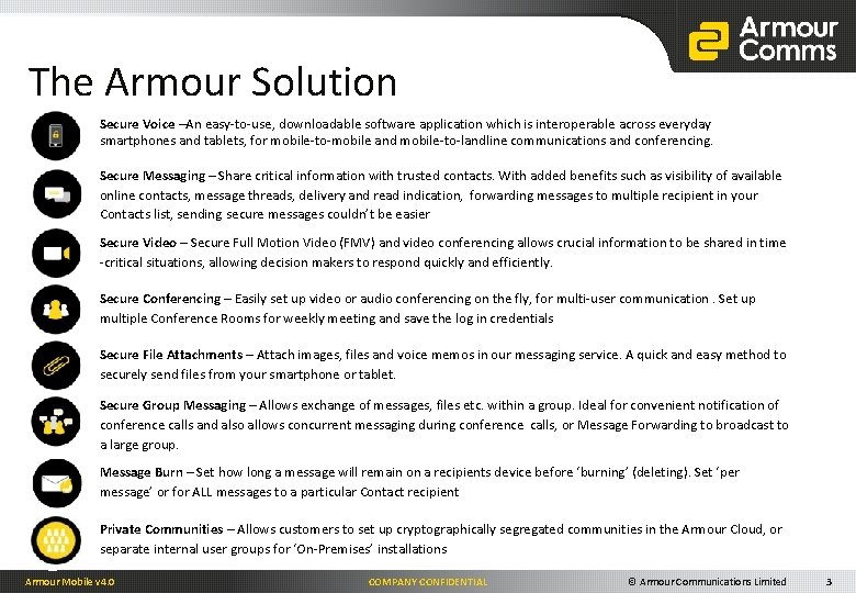 The Armour Solution Secure Voice –An easy-to-use, downloadable software application which is interoperable across