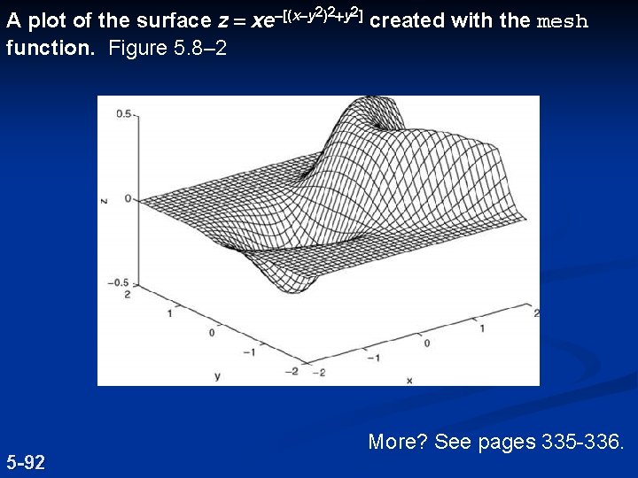 A plot of the surface z = xe-[(x-y 2)2+y 2] created with the mesh