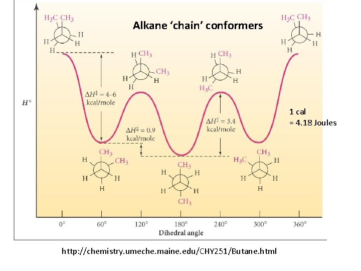 Alkane ‘chain’ conformers 1 cal = 4. 18 Joules http: //chemistry. umeche. maine. edu/CHY