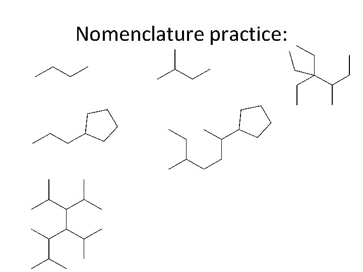Nomenclature practice: 