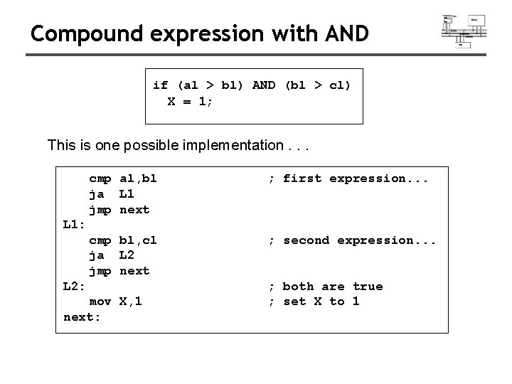 Compound expression with AND if (al > bl) AND (bl > cl) X =
