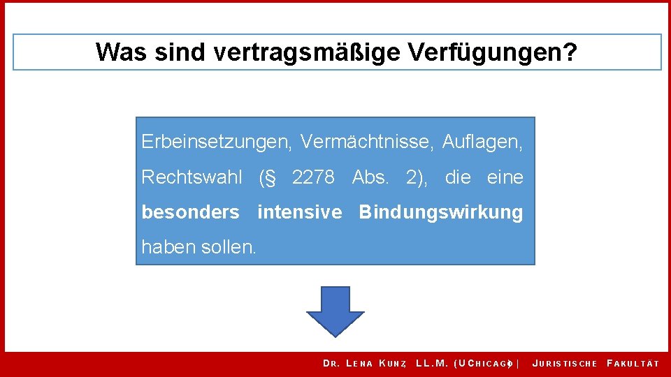 Was sind vertragsmäßige Verfügungen? Erbeinsetzungen, Vermächtnisse, Auflagen, Rechtswahl (§ 2278 Abs. 2), die eine