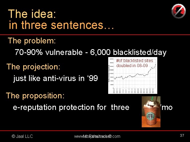 The idea: in three sentences… The problem: 70 -90% vulnerable - 6, 000 blacklisted/day