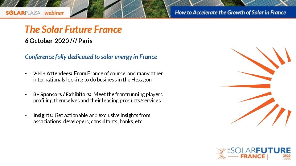 The Solar Future France 6 October 2020 /// Paris Conference fully dedicated to solar