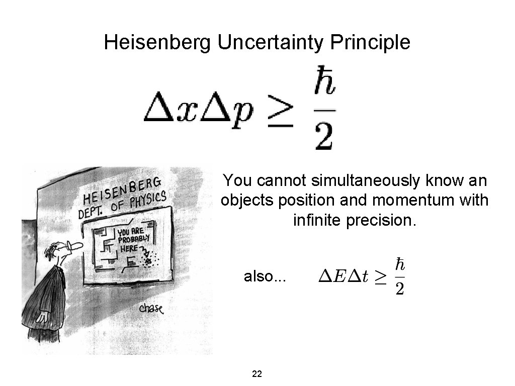 Heisenberg Uncertainty Principle You cannot simultaneously know an objects position and momentum with infinite