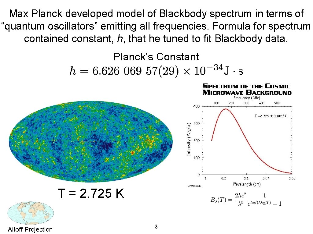 Max Planck developed model of Blackbody spectrum in terms of “quantum oscillators” emitting all