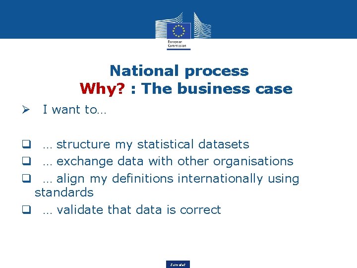 National process Why? : The business case Ø I want to… q … structure