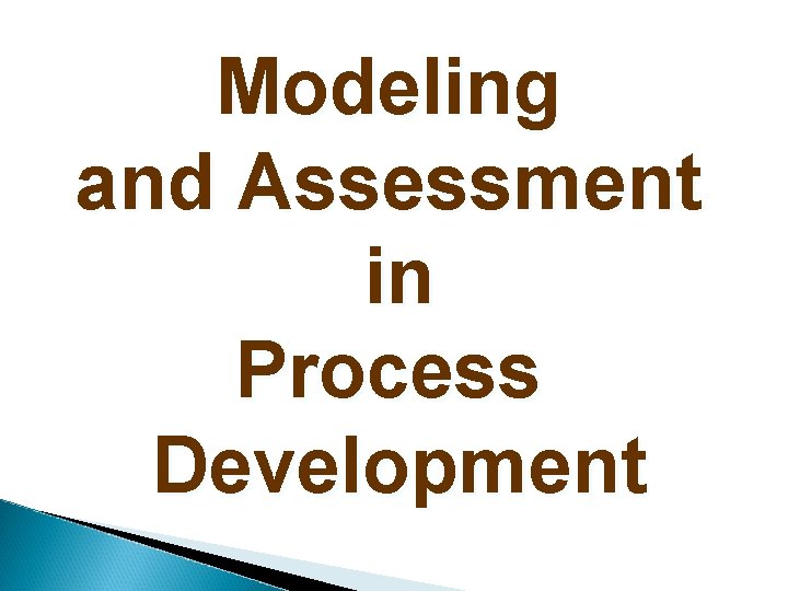 Modeling and Assessment in Process Development 