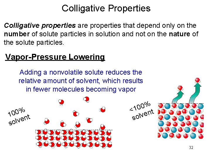Colligative Properties Colligative properties are properties that depend only on the number of solute