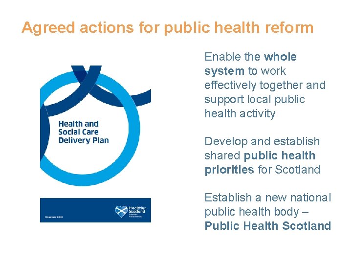 Agreed actions for public health reform Enable the whole system to work effectively together