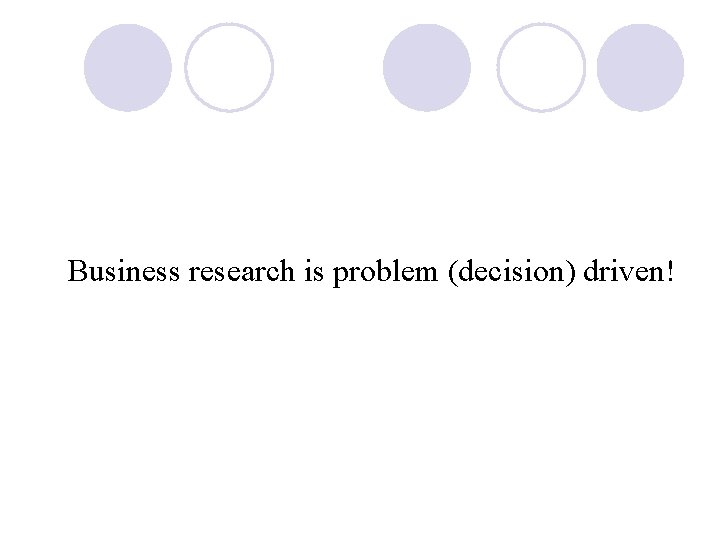 Business research is problem (decision) driven! 