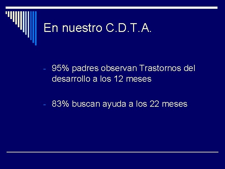 En nuestro C. D. T. A. - 95% padres observan Trastornos del desarrollo a