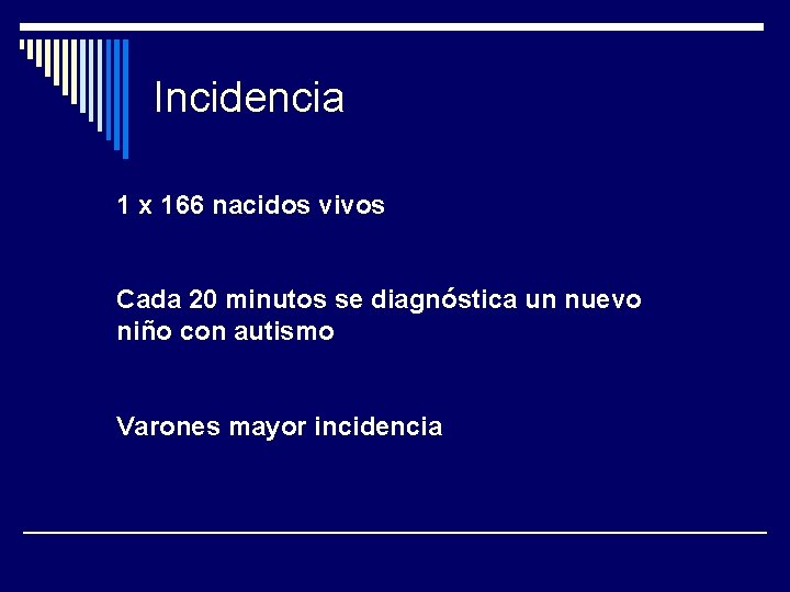 Incidencia 1 x 166 nacidos vivos Cada 20 minutos se diagnóstica un nuevo niño