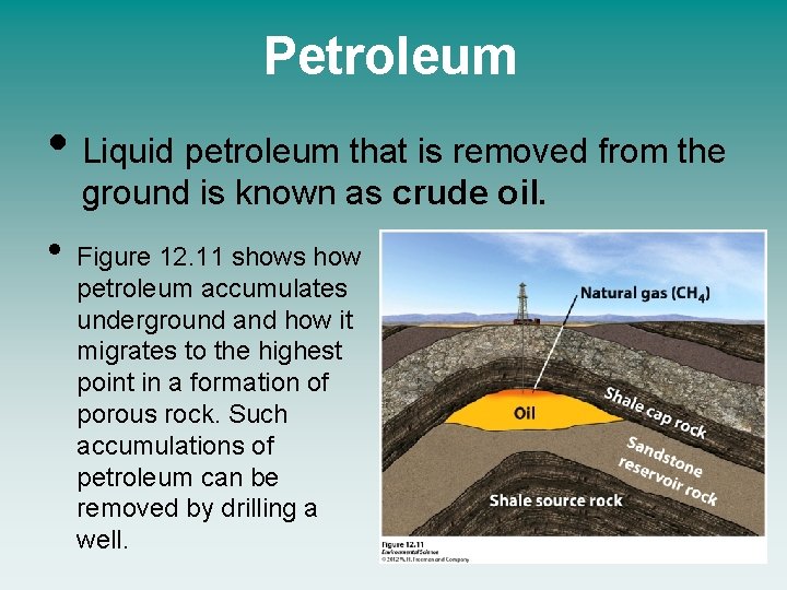 Petroleum • Liquid petroleum that is removed from the ground is known as crude