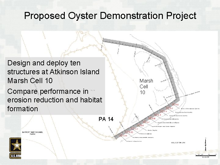 Proposed Oyster Demonstration Project Design and deploy ten structures at Atkinson Island Marsh Cell