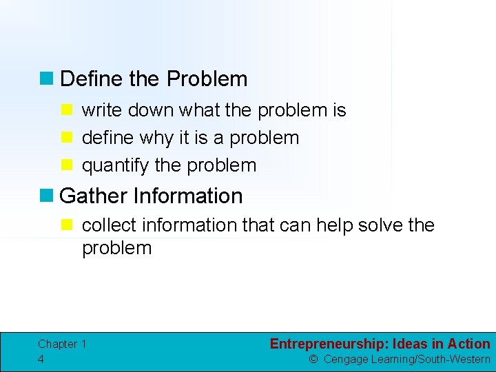 n Define the Problem n write down what the problem is n define why