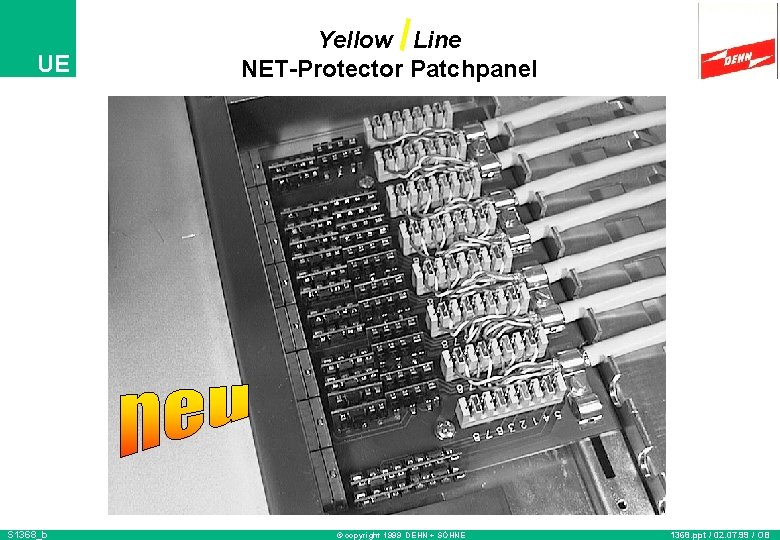 UE S 1368_b Yellow Line NET-Protector Patchpanel © copyright 1999 DEHN + SÖHNE 1368.