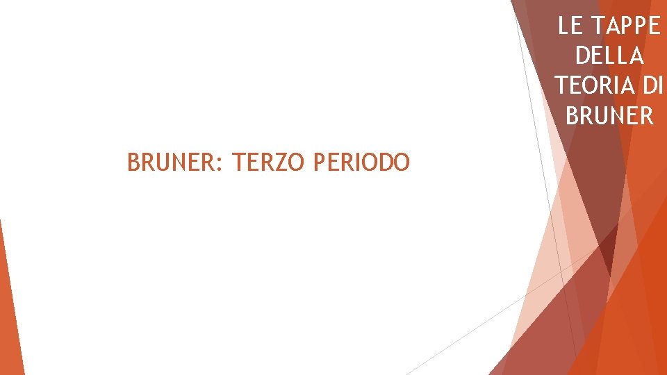 LE TAPPE DELLA TEORIA DI BRUNER: TERZO PERIODO 