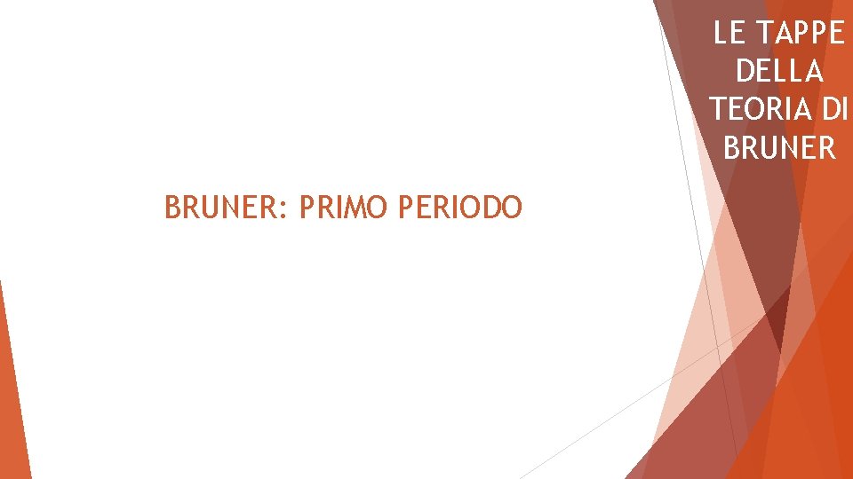 LE TAPPE DELLA TEORIA DI BRUNER: PRIMO PERIODO 