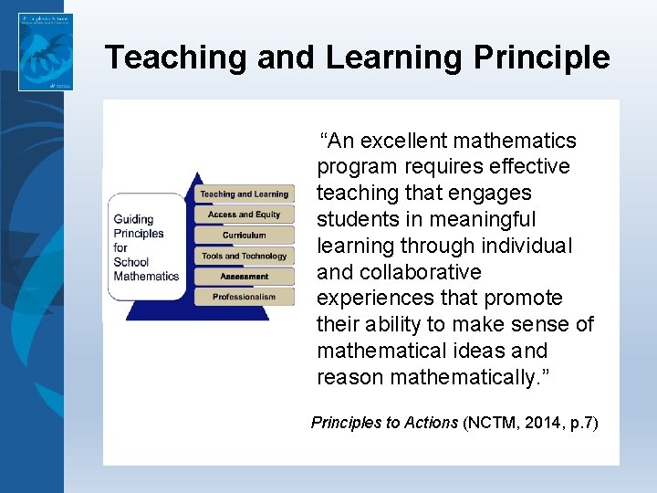 Teaching and Learning Principle “An excellent mathematics program requires effective teaching that engages students