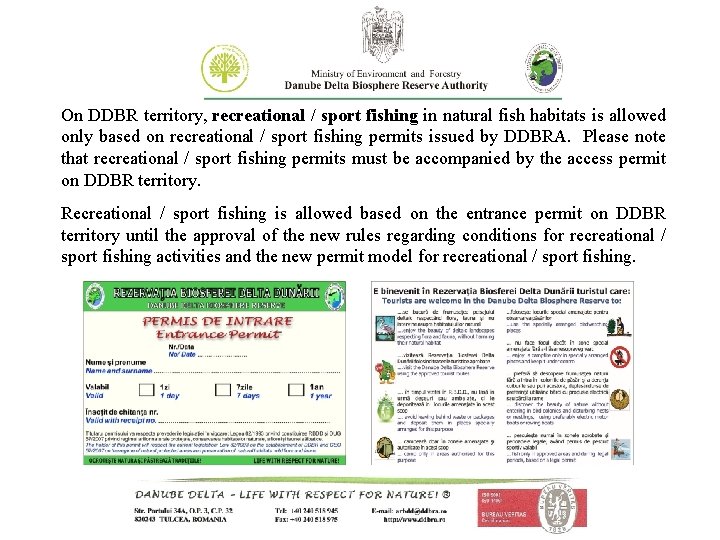 On DDBR territory, recreational / sport fishing in natural fish habitats is allowed only