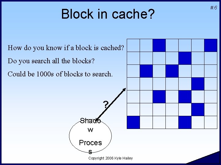 Block in cache? How do you know if a block is cached? Do you