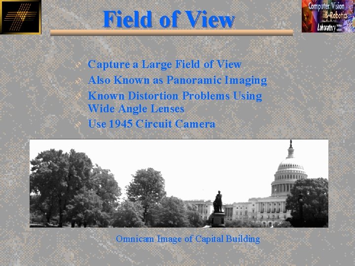 Field of View f f Capture a Large Field of View Also Known as